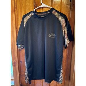 Realtree Mens Black Performance T-Shirt Camo Hunting Outdoors Activewear size XL